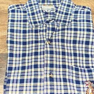 Men's Blue Plaid Casual Button Down Shirt